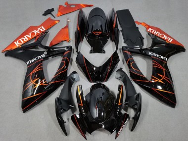 Carenados Moto Suzuki GSXR 600 / GSXR 750 2006-2007 - Negro Brillante Naranja Bacardi