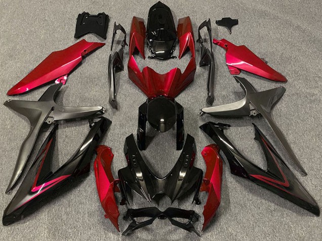 Carenados Moto Suzuki GSXR 600 / GSXR 750 2008-2010 - Rojo Negro Brillante Negro Mate