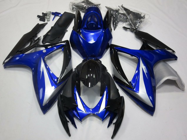 Carenados Moto Suzuki GSXR 600 / GSXR 750 2006-2007 - Azul Plata Negro Brillante OEM Estilo