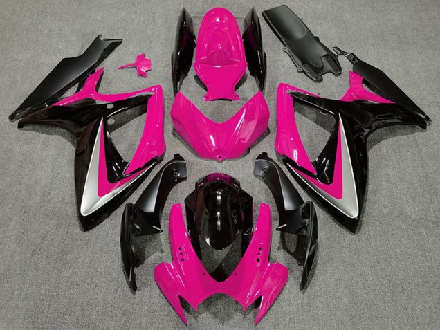 Carenados Moto Suzuki GSXR 600 / GSXR 750 2006-2007 - Rosa Plata Negro Brillante OEM Estilo
