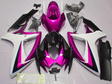 Carenados Moto Suzuki GSXR 600 / GSXR 750 2006-2007 - Blanco Rosa Negro Brillante