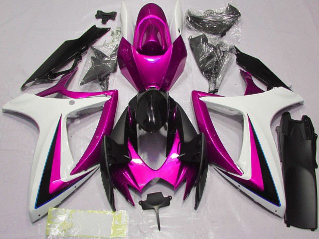 Carenados Moto Suzuki GSXR 600 / GSXR 750 2006-2007 - Blanco Rosa Negro Brillante