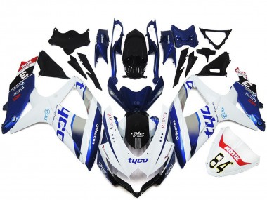 Carenados Moto Suzuki GSXR 600 / GSXR 750 2008-2010 - Blanco Plata Azul Negro Tyco