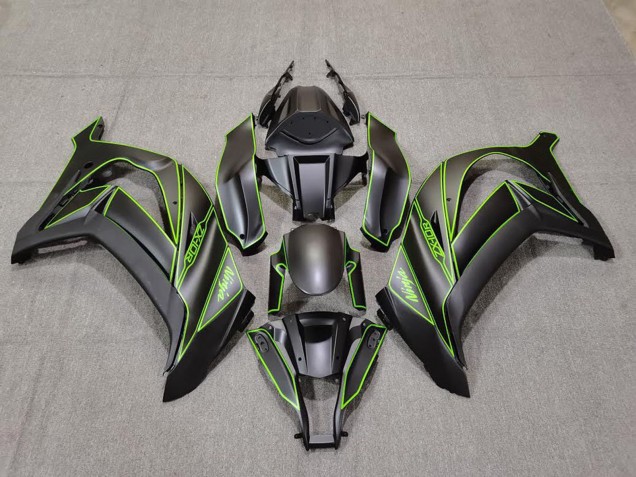 Carenados Moto Kawasaki ZX10R 2011-2015 - Negro Mate Verde Línea