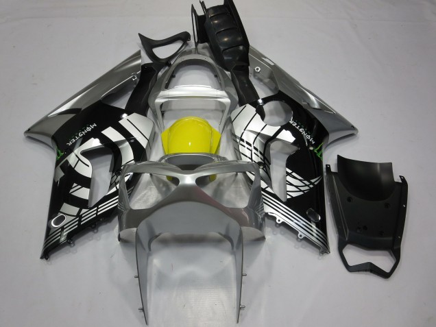 Carenados Moto Kawasaki ZX6R 2003-2004 - Plata Amarillo Negro Brillante