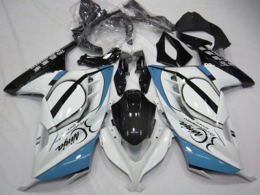 Carenados Moto Kawasaki Ninja 300 2013-2024 - Blanco Brillante Azul Claro Negro