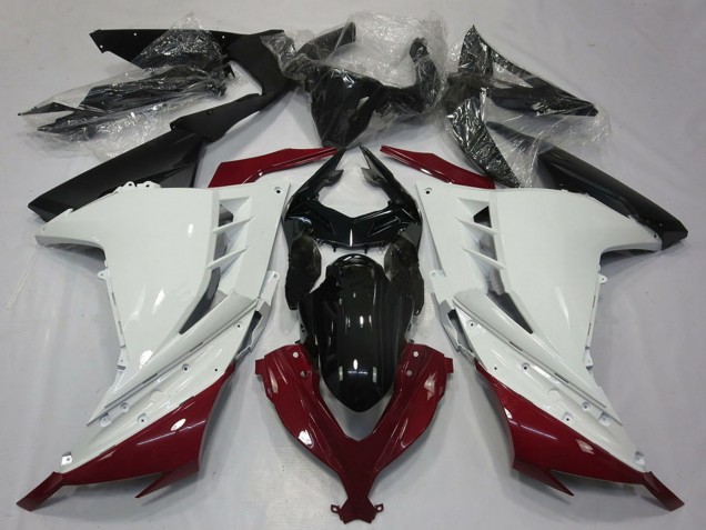 Carenados Moto Kawasaki Ninja 300 2013-2024 - Blanco Rojo Granate Negro