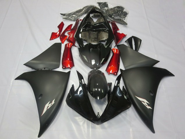 Carenados Moto Yamaha R1 2012-2014 - Negro Brillante Negro Mate Rojo