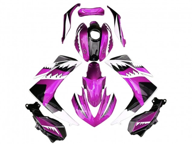 Carenados Moto Yamaha R3 2015-2018 - Rosa Blanco Negro Brillante Tiburón