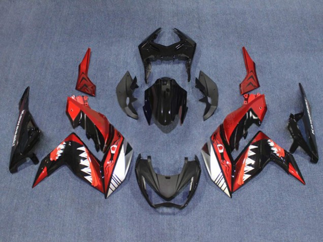 Carenados Moto Kawasaki Z250/Z300 2015-2016 - Rojo Blanco Negro Brillante Tiburón