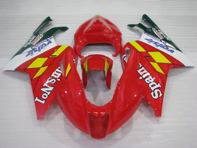 Carenados Moto Aprilia RSV1000 2003-2006 - Rojo Amarillo Blanco Spains No1 Valsir Castrol