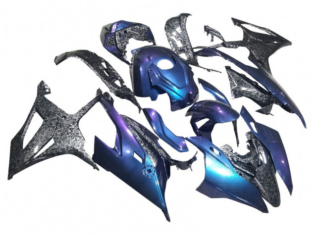 Carenados Moto BMW S1000RR 2019-2022 - Gradiente Azul Púrpura Falsificado FibraCarbono