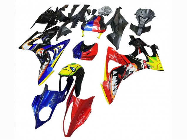 Carenados Moto BMW S1000RR 2009-2014 - Rojo Azul Amarillo Tiburón