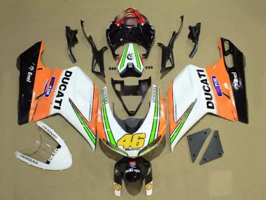 Carenados Moto Ducati 848/1098/1198 2007-2014 - Blanco Naranja Verde Negro Brillante Tim 46