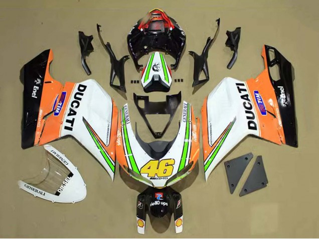 Carenados Moto Ducati 848/1098/1198 2007-2014 - Blanco Naranja Verde Negro Brillante Tim 46