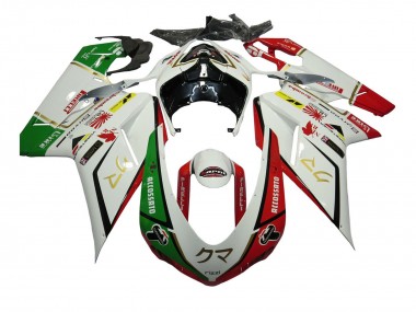 Carenados Moto Ducati 848/1098/1198 2007-2014 - Blanco Rojo Verde Accossato