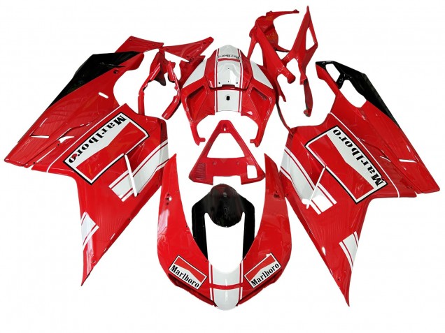 Carenados Moto Ducati 848/1098/1198 2007-2014 - Blanco Rojo Negro Brillante Marlboro