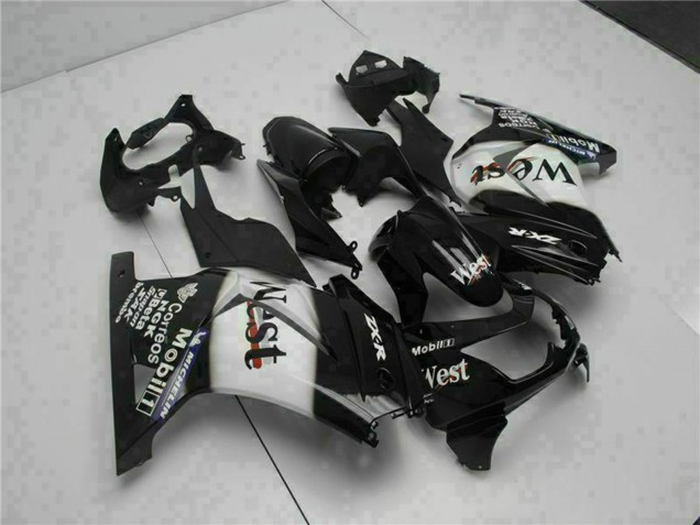 Carenados Moto Kawasaki EX250 2008-2012 - Negro Brillante Blanco West