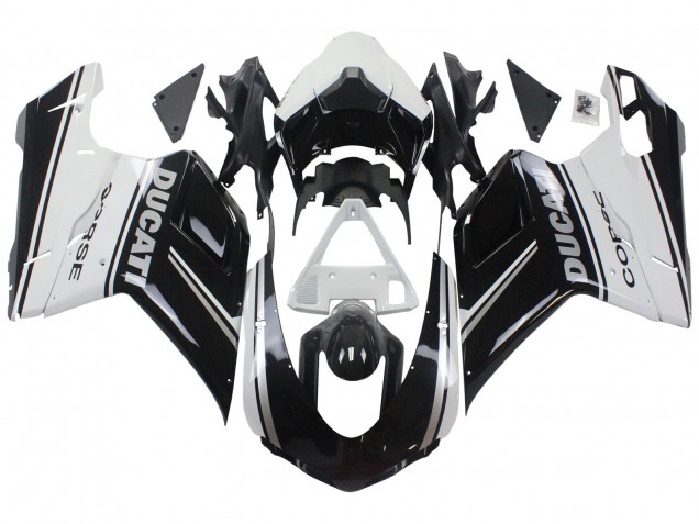 Carenados Moto Ducati 848/1098/1198 2007-2014 - Blanco Negro Brillante Corse