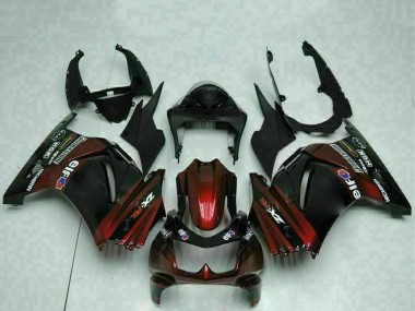 Carenados Moto Kawasaki EX250 2008-2012 - Negro Brillante Rojo Granate