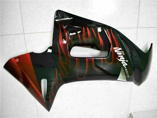 Carenados Moto Kawasaki EX650 2006-2008 - Negro Brillante Rojo Llama