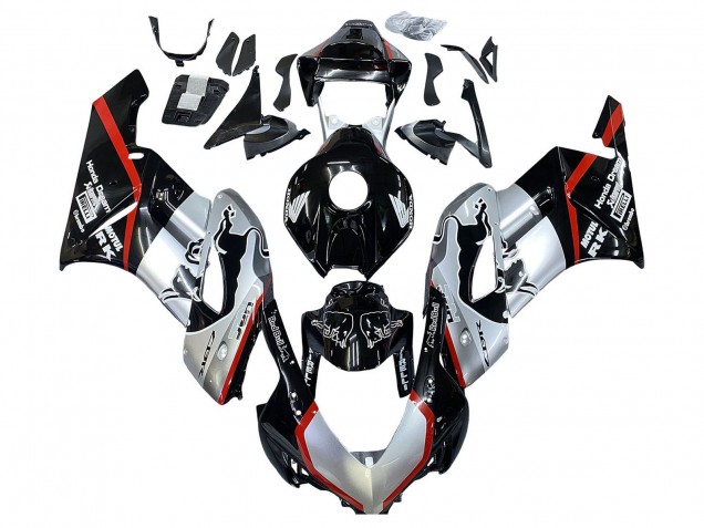 Carenados Moto Honda CBR1000RR 2004-2005 - Plata Negro Brillante Rojo Raya