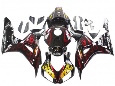 Carenados Moto Honda CBR1000RR 2006-2007 - Negro Brillante Amarillo Rojo Llama