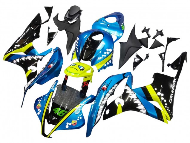 Carenados Moto Honda CBR600RR 2007-2008 - Verde Amarillo Negro Brillante Tiburón 46