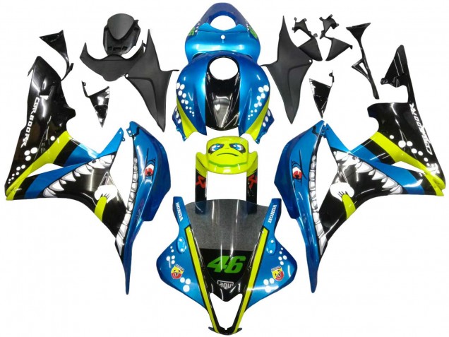 Carenados Moto Honda CBR600RR 2007-2008 - Verde Amarillo Negro Brillante Tiburón 46