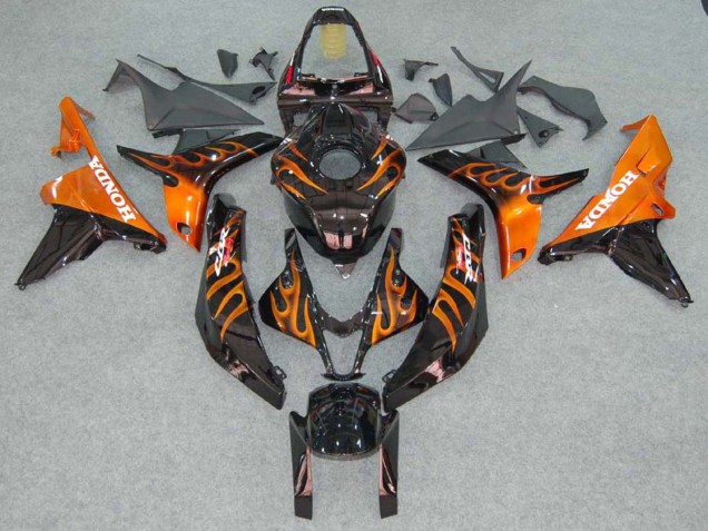 Carenados Moto Honda CBR600RR 2007-2008 - Negro Brillante Naranja Llama