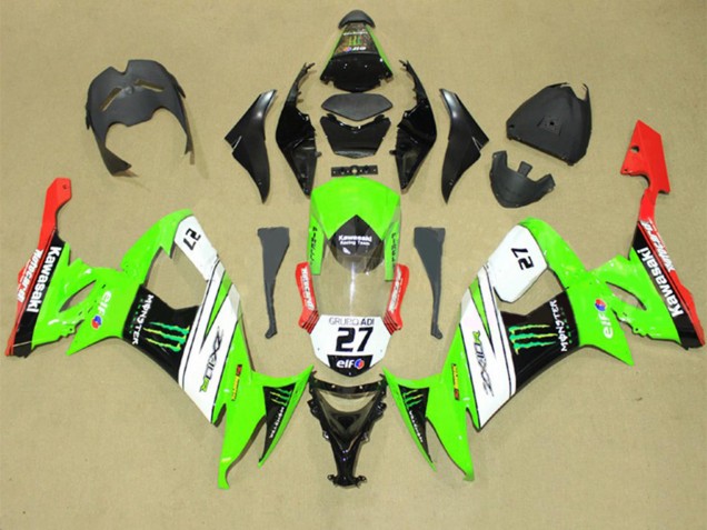 Carenados Moto Kawasaki ZX10R 2008-2010 - Verde Blanco Rojo Negro Elf Verde Monstruo Energy 27