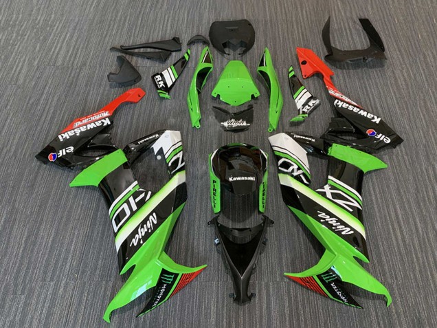 Carenados Moto Kawasaki ZX10R 2008-2010 - Verde Blanco Rojo Negro Elf Monstruo Energy