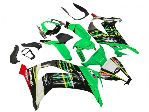 Carenados Moto Kawasaki ZX10R 2011-2015 - Verde Amarillo Negro Blanco Elf Monstruo
