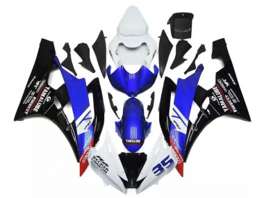Carenados Moto Yamaha YZF R6 2006-2007 - Blanco Azul Negro Brillante Yamalube Becker Carbon