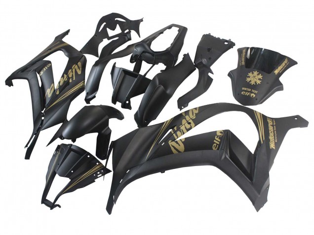 Carenados Moto Kawasaki ZX10R 2011-2015 - Negro Mate Oro Nieve Elf