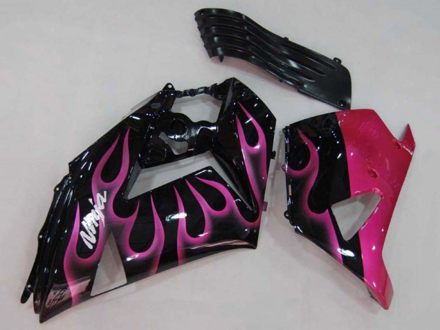 Carenados Moto Kawasaki ZX14R ZZR1400 2006-2011 - Negro Brillante Rojo Rosa Llama