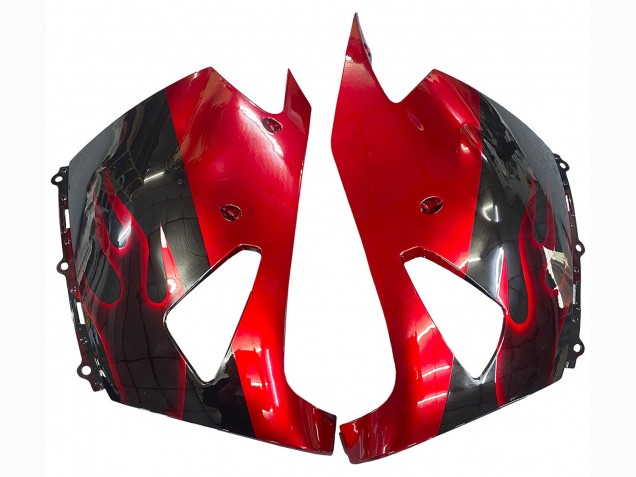 Kits Carenado Moto Kawasaki ZX14R ZZR1400 2006-2011 - Negro Brillante Rojo Llama
