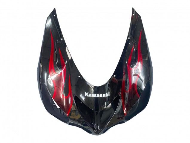 Kits Carenado Moto Kawasaki ZX14R ZZR1400 2006-2011 - Negro Brillante Rojo Llama