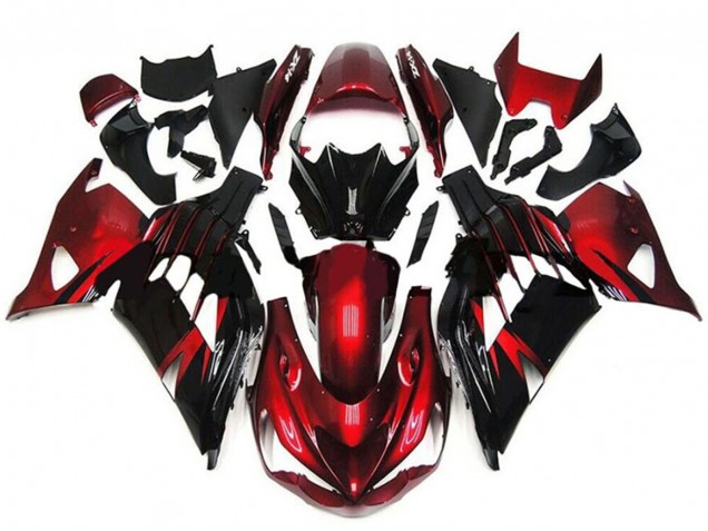 Carenados Moto Kawasaki ZX14R ZZR1400 2012-2024 - Rojo Negro Brillante