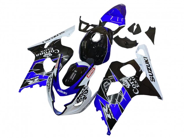Carenado Moto Suzuki GSXR 600 / GSXR 750 2004-2005 - Blanco Azul Negro Corona Motul