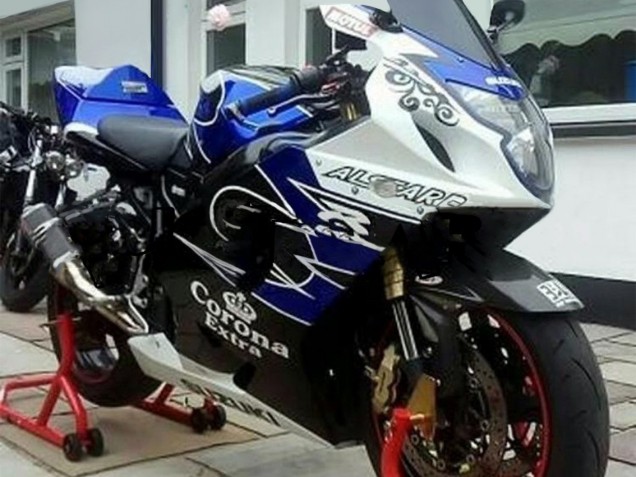 Carenado Moto Suzuki GSXR 600 / GSXR 750 2004-2005 - Blanco Azul Negro Corona Motul