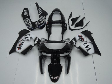 Carenados Moto Kawasaki ZX9R 1998-1999 - Negro Brillante Blanco West
