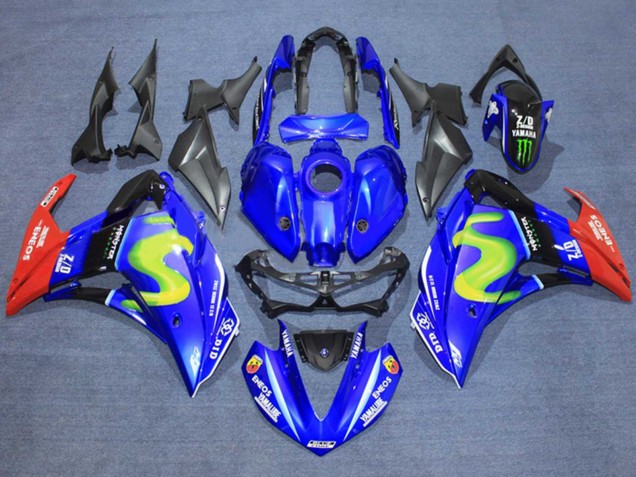 Carenados Moto Yamaha YZF R3/R25 2015-2018 - Azul Negro Brillante Rojo ENEOS Monstruo