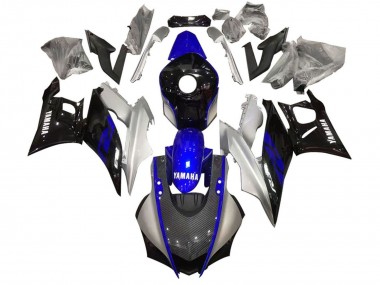 Carenado Moto Yamaha YZF R3/R25 2022-2024 - Plata Azul Negro FibraCarbono Estilo