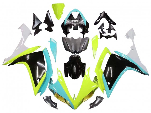 Carenados Moto Yamaha YZF 1000 R1 2007-2008 - Azul Claro Verde Lima Negro