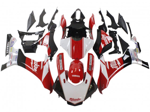 Carenado Moto Yamaha YZF 1000 R1 2015-2019 - Blanco Rojo Negro Milwaukee