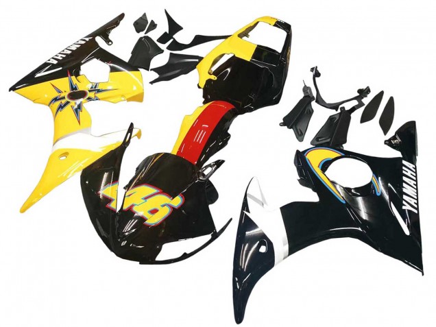 Carenados Moto Yamaha YZF R6 2003-2004 - Amarillo Rojo Negro Brillante 46