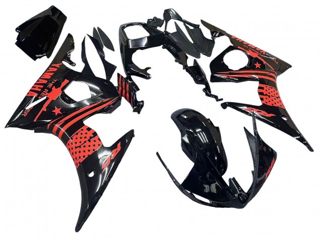 Carenado Moto Yamaha YZF R6S 2006-2009 - Negro Brillante Rojo