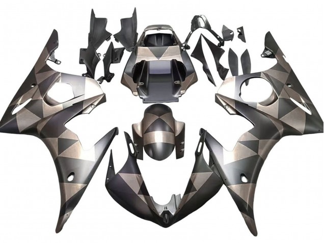 Carenados Moto Yamaha YZF 600 R6 2005 - Negro Mate Gris Geométrico