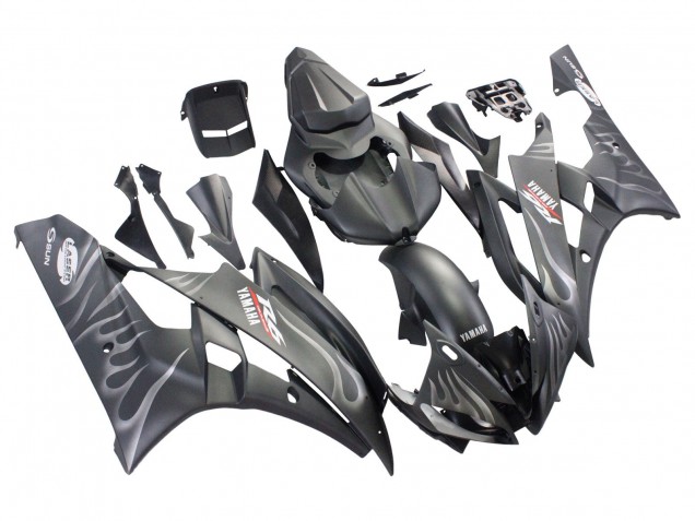 Carenados Moto Yamaha YZF 600 R6 2006-2007 - Negro Mate Plata Llama